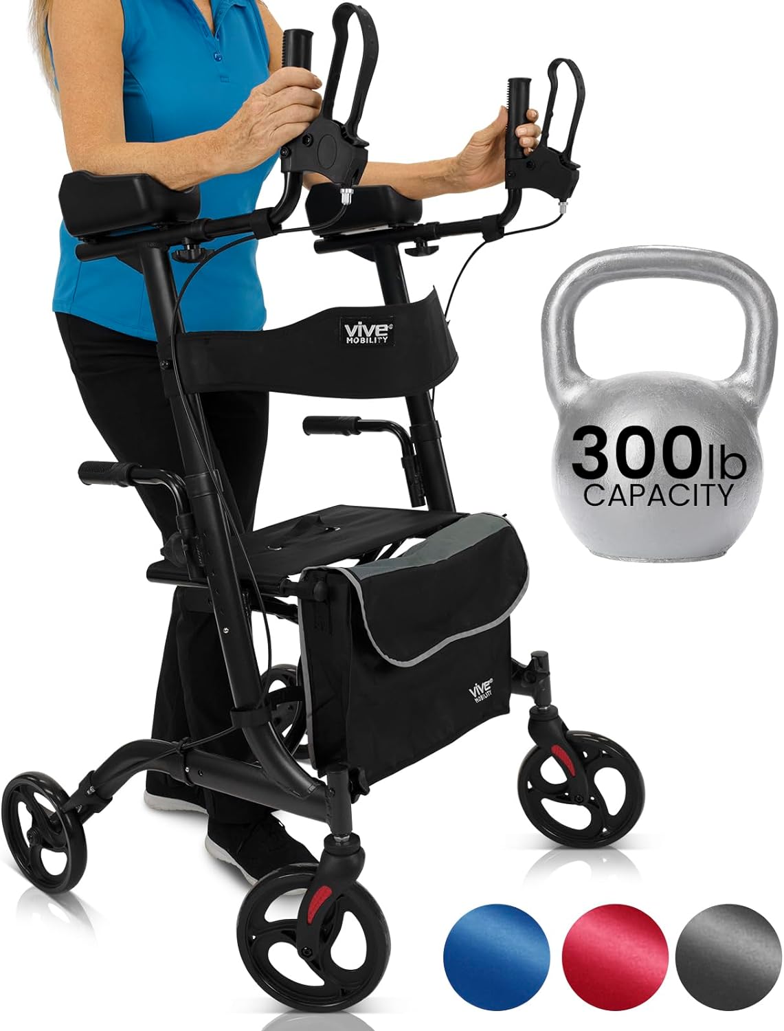 Vive Mobility Upright Walker with Seat - Stand Up Rollator